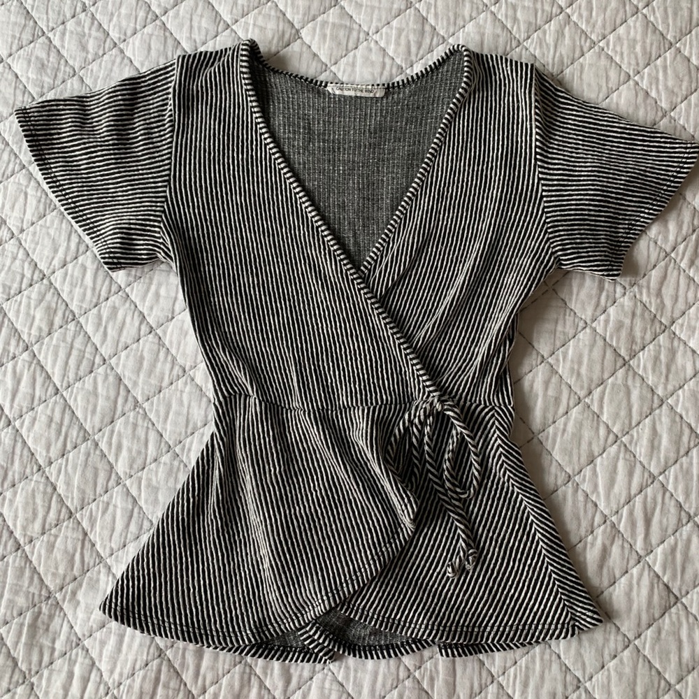 Black & White Striped Tie Top